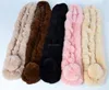 Good quality ladies rabbit fur scarf warm fur wraps and muffler fur hat scarf attached