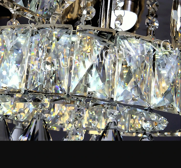 XingJun LED Metal plate ceiling light chandelier Stainless Steel crystal ceiling lamp