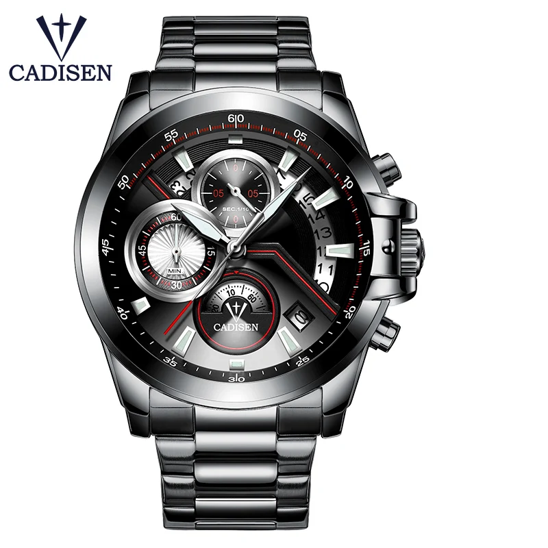 

Top Brand Fashion Pilot Military Sport Wristwatch CADISEN 9016 Men's Stainless Steel Quartz Watch Male Clock Relogio Masculino