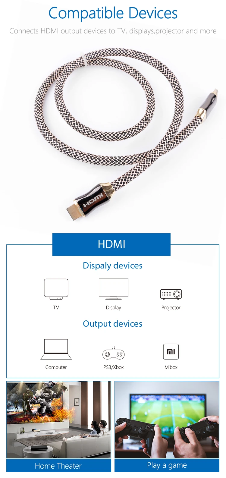 High Speed 4K 3D HDMI Cable up to 50m 18Gbps HDMI Cable With Ethernet HDMI cable - ANKUX.COM