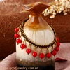 Fashion bohemian red beads pendant anklets with bells for girl