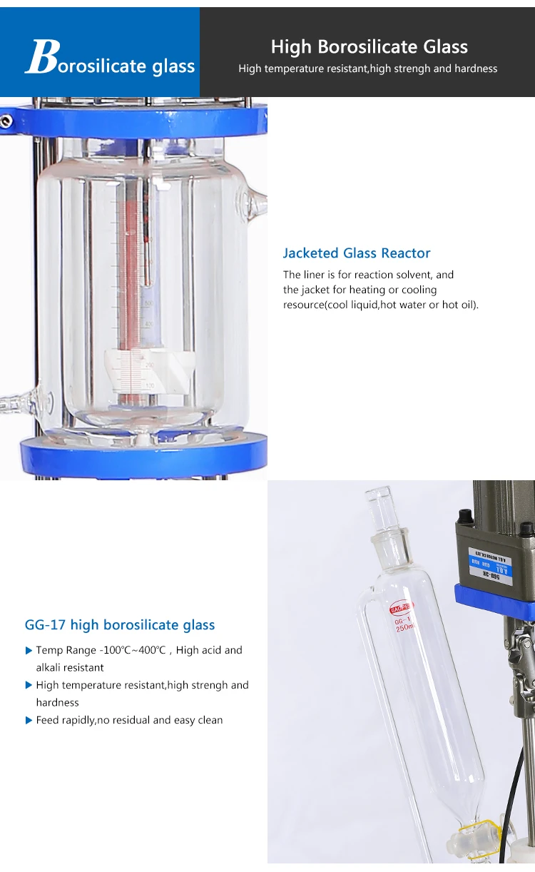 10 L Chemical Test Double Layer Glass Reactor for Lab