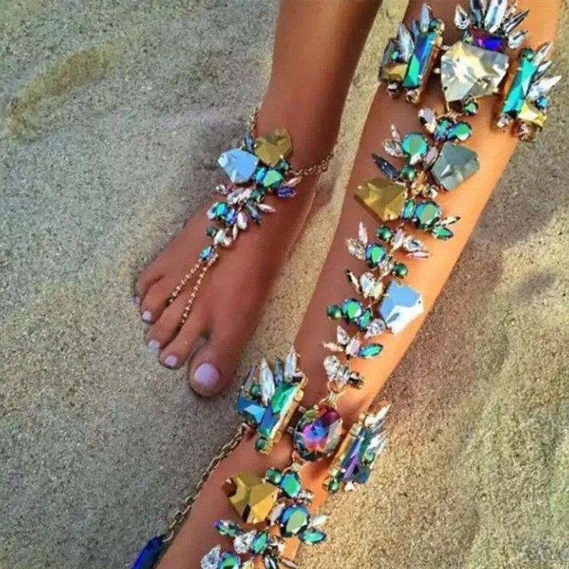 

Queena High-end Exaggerated RhinestoneWomen Jewelry Anklet / Bracelet Barefoot Sandal Beach Foot Chain, See as pictures