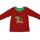 High quality baby boys christmas reindeer appliqued shirts children boy 100 cotton boutique clothes