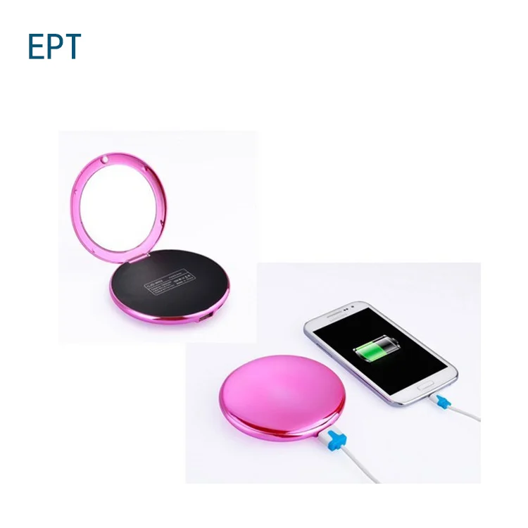 small round mirror slim power bank with mirror 2600mah 505255 - ANKUX.COM
