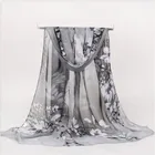 Women Soft Long Neck Large flowers scarf Wrap Shawl Stole Chiffon Cotton