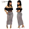 GC-86971017 Wholesale African 2019Summer White And Black Crop Top And Skirt Set Women Outfit 2 Piece