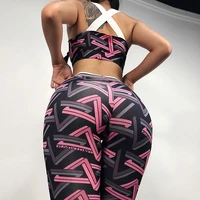 

Wholesale Skinny High Elasticity Waistband Butt Lifter Hip Printing Two Piece Set Women Tracksuit Sweatsuit