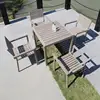 All Weather Outdoor Furniture Brushed Aluminum Dining Table Sets Plastic Teak Wood Dining Table and Chair
