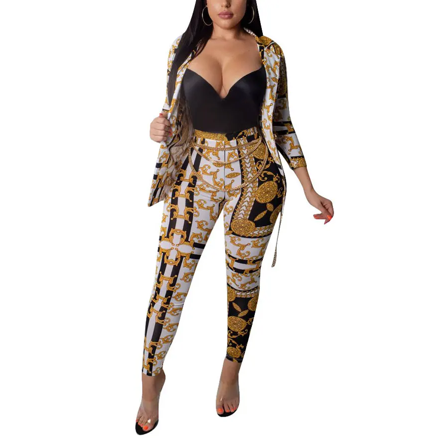 80908-MX9 two pieces fashion sexy long sleeve print jumpsuit