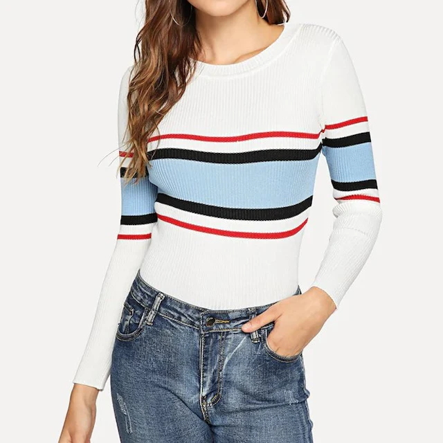 Hot sale factory wholesale clothing custom fashion winter long sleeve students stripe knitting women loose sweater
Hot sale factory wholesale clothing custom fashion winter long sleeve students stripe knitting women loose sweater