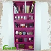Custom logo design cosmetic display, wood cosmetic showcase portable shelf ,acrylic lipstick holder nail polish cases organizer