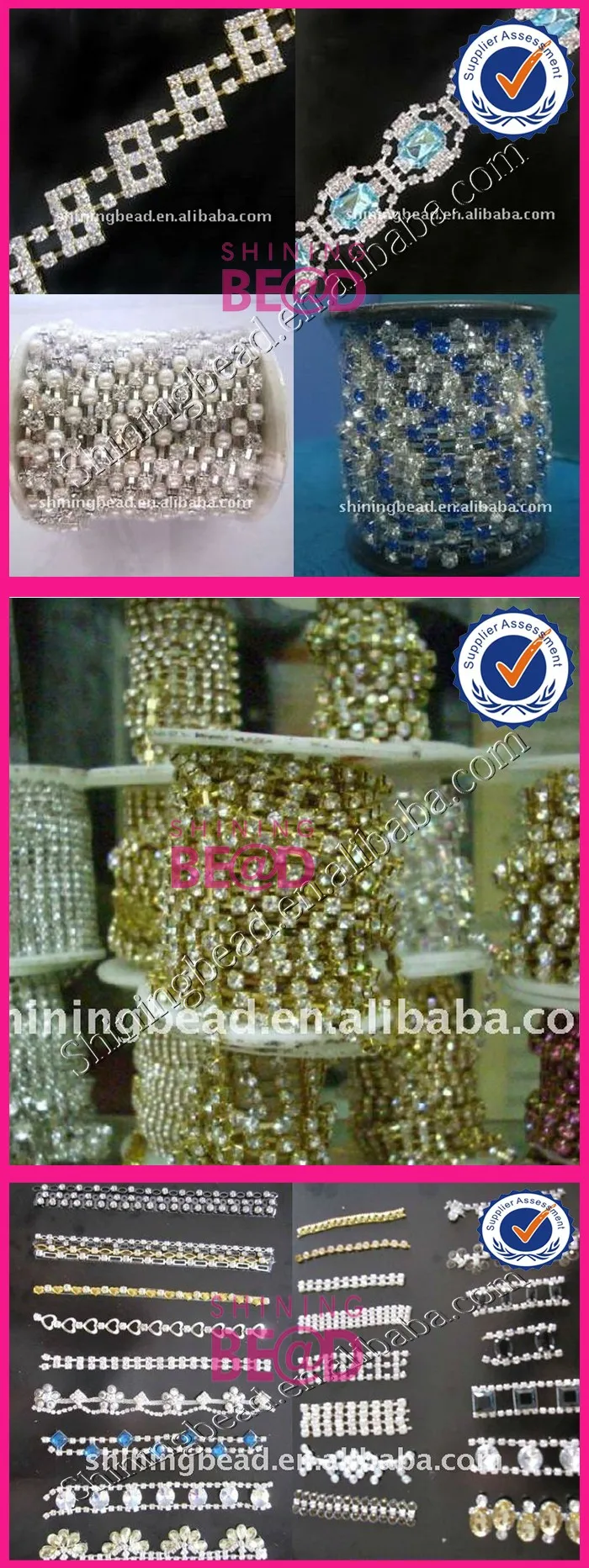 High Quality Sew On Golden Cheap Rhinestone Trimming Diamante Trim For Dresses