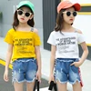 Children clothing fashion wear 4-14 years kids girl clothing sets one-shoulder shirts+ripped jeans pants 2pcs girls clothes sets