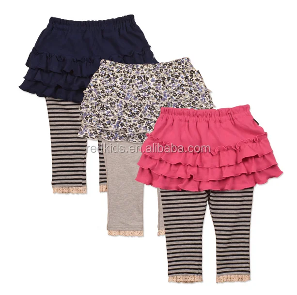 2016 Latest style cotton woven short pants baby girls soild white Kids Ruffle Icing Pants