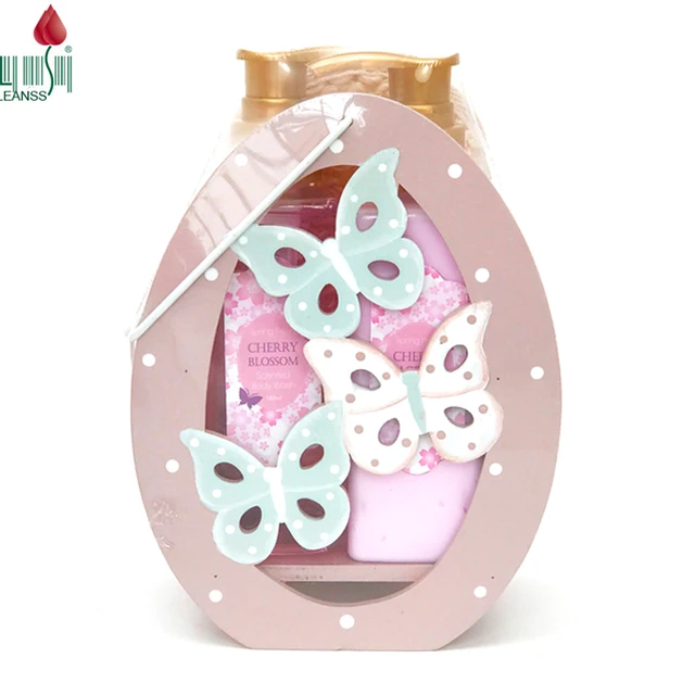 wooden butterfly decoration gift box shower gel body lotion bath