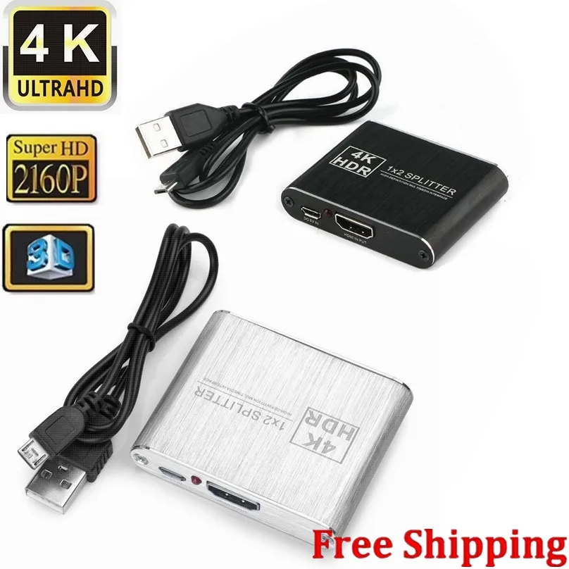 

Metal alloy ultrathin HDMI Splitter V1.4 HDR 4K x 2K 2 Port 1 in 2 out for Full HD 1080P and 3D Resolution