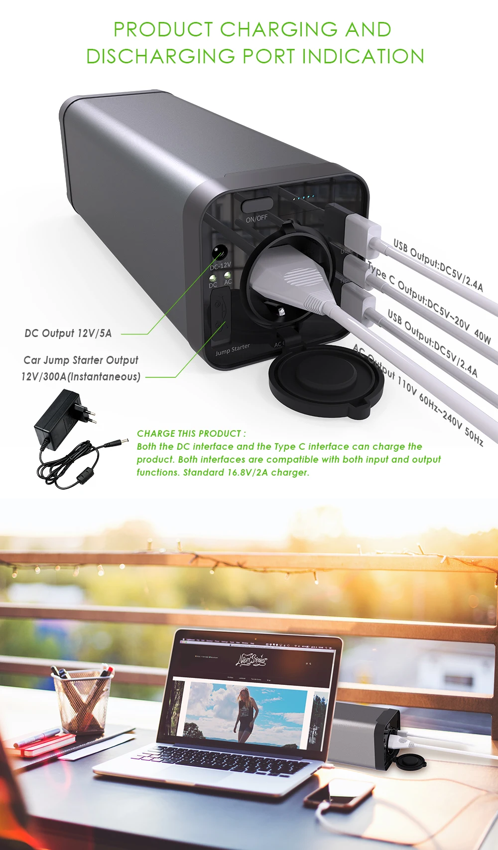2018 New trend 150Wh portable Power Bank with AC output and jump starter - ANKUX.COM