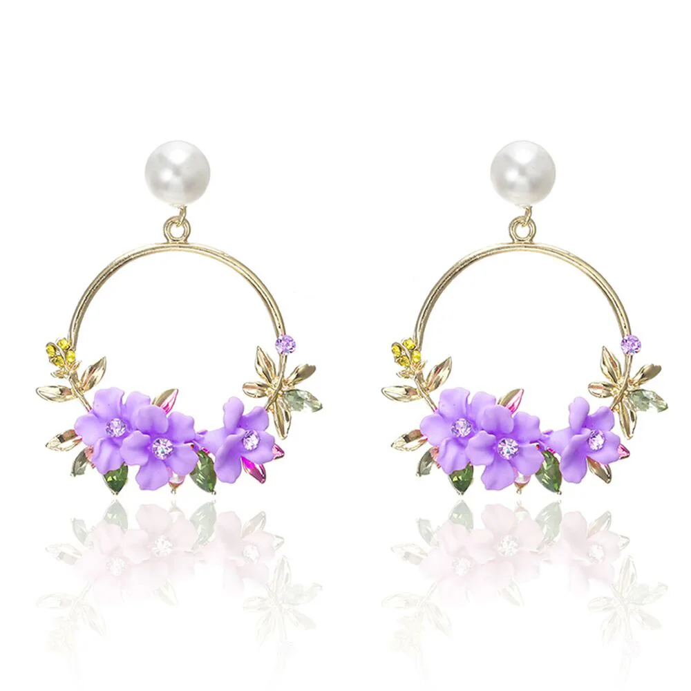 Trendy Cute Pink Flower Earrings For Women Girls Jewelry Female Rhinestone Gold Metal Round Circle Drop Earrings, Pink yellow purple red
Trendy Cute Pink Flower Earrings For Women Girls Jewelry Female Rhinestone Gold Metal Round Circle Drop Earrings, Pink yellow purple red