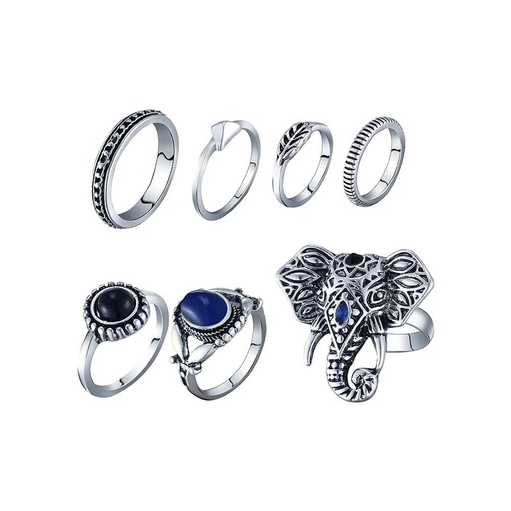 Originality 7 pcs mixed ring ancient silver finger ring factory direct sale alloy ring set 
Originality 7 pcs mixed ring ancient silver finger ring factory direct sale alloy ring set