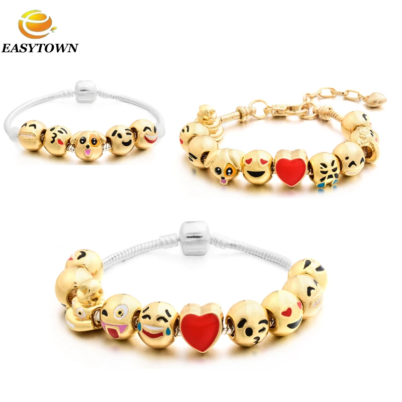 2017 Trending Products Gold Plated Emoji bracelet Jewelry 10 Emoji charm Beads Bracelet for women
2017 Trending Products Gold Plated Emoji bracelet Jewelry 10 Emoji charm Beads Bracelet for women