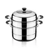 Wholesale 26cm-36cm Stainless steel 2 layers cooking steamer pot stock pot with visible lid