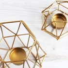 Wedding Lanterns Wedding Golden Geometric Metal Tea Light Candle Lanterns For Wedding Home Decoration