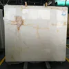 Natural polished transparent luxury golden silk jade stone white ice onyx marble for slab tile background wall panel price