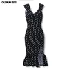 V-neck Cut Polka Dot Dress women Summer Ruffle Mini Dress