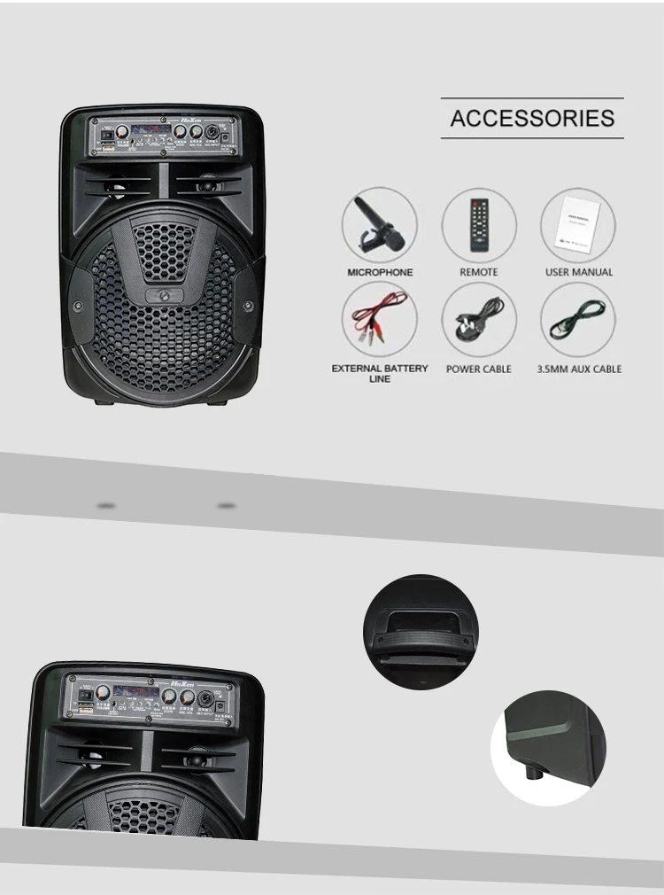 Hoxen 8 Inch Speaker Portable Mini Speaker DJ Speaker System Subwoofer Sound Box With LED Light - ANKUX.COM