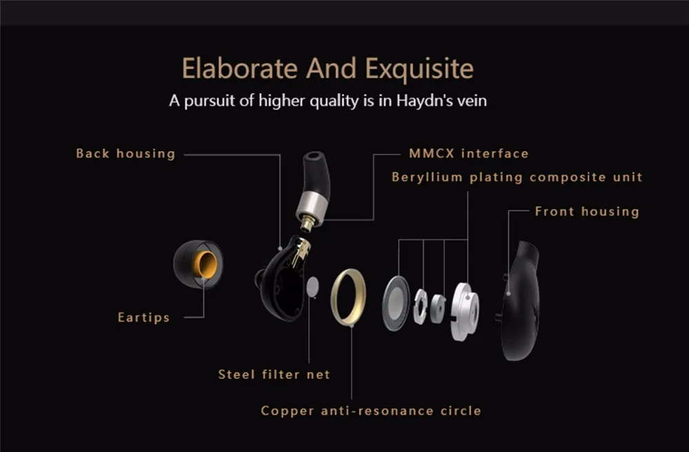 Whizzer A15 Pro HiFi Bass Earphones Metal In Ear Headsets Dynamic Hi-res Earbuds - ANKUX.COM