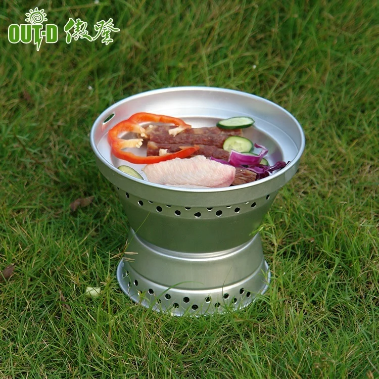 

2-3 Person Anodized Aluminium Camping Cooking Set Outdoor Cookware With Brass Alcohol Burner,