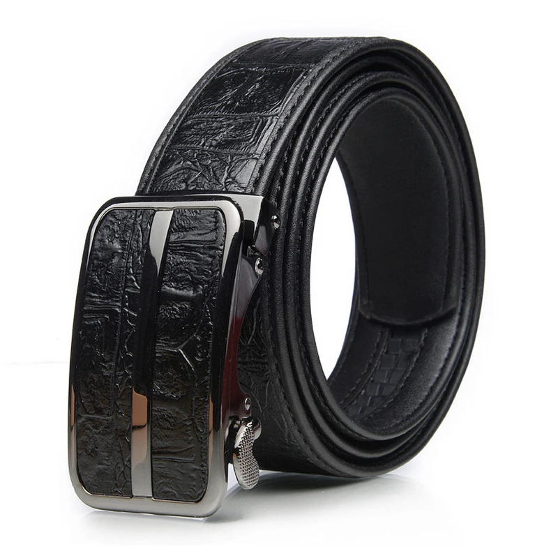 Genuine Crocodile Pattern Leather Mens Brown Belt New Automatic Buckle Luxury Mens Belts Designer Classic Jeans Accessories