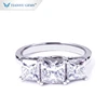 Tianyu gems three pieces princess cut white moissanite diamonds white gold ring for women