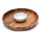 Customized Logo Japanese Luxury Style Light Acacia Wooden Tray With Mini Bowl
