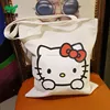 Cute style hello kitty printed girls fashion design shopping cotton canvas tote bag shoulder bag
