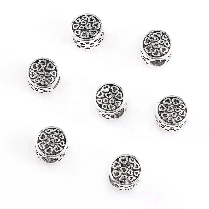 

Wholesale European Beads Big Hole Beads Mixed Size Tibetan Silver Spacer Beads Plated For Charm Bracelets Making DIY, Photo