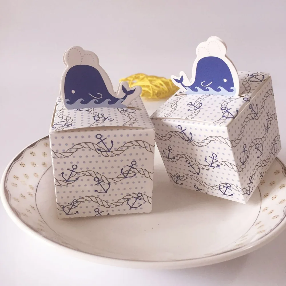 30pcs Lot Nautical Whale Anchor Favor Gift Boxes Candy Boxes Baby