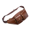 Amazon Hot Sale Dropshipping Brown Leather Travel Fashion Waterproof Waist Belt Bag For Men 8399