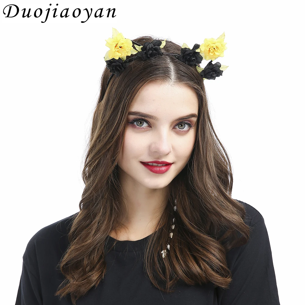 Venta caliente Festival accesorio para el pelo decoraciones barato fiesta pelo banda de Halloween diadema de flores para las mujeres niñas niños