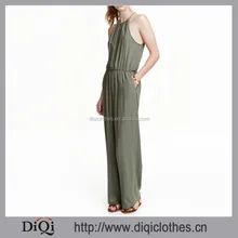 WOMEN 2016 Latest Design Wide-legged Halterneck Fashion Jumpsuit In Woven Viscose Fabric