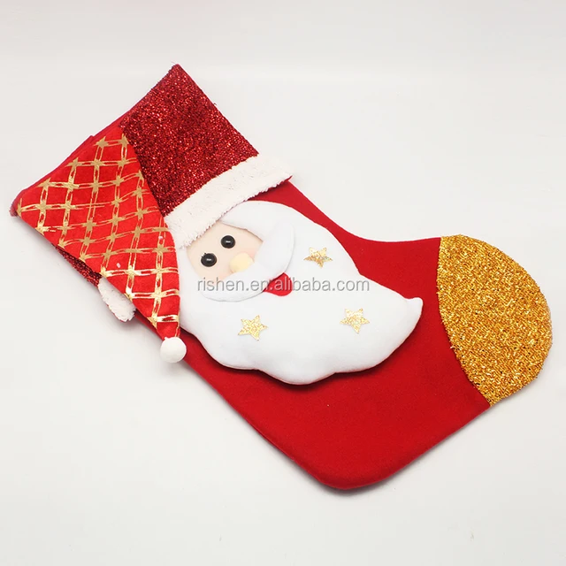 19" traditional solid red velvet christmas stocking
