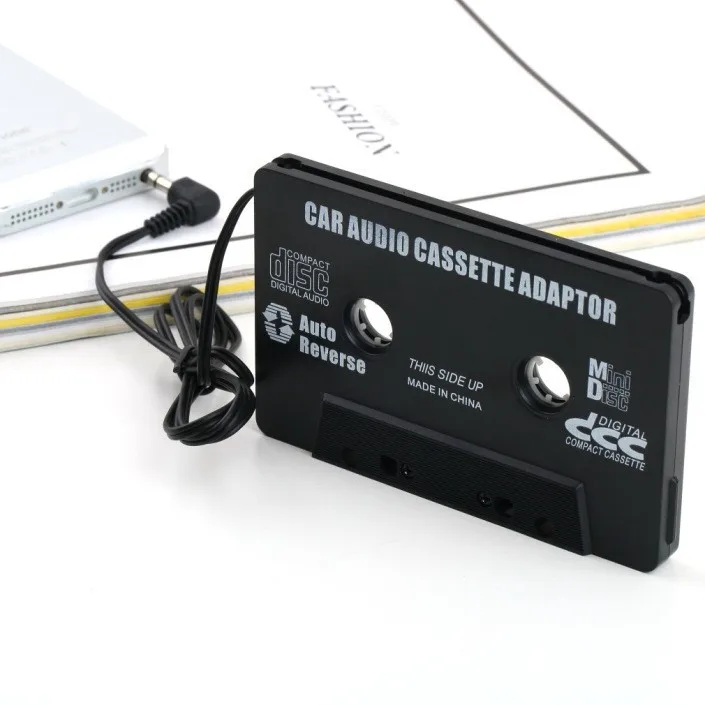 Car Cassette Tape Adapter Converter 3.5mm Jack Plug Cassette Adapter for Radio MP3   4 4S iPod Touch Nano CD MD Black