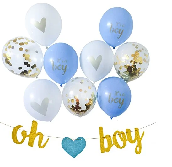 baby shower balloon with gold glitter its a girl