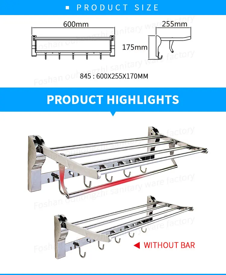 Stainless Steel Towel Rack Single Towel Rack Kitchen Towel Rack