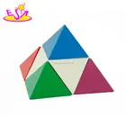 New hottest 3d triangle blocks wooden pyramid puzzle for children education W13E073