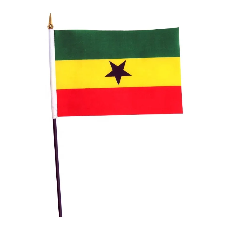 OEM polyester small Ghana hand flag 14x21cm 100% polyester custom waving flags in Shenzhen factory
OEM polyester small Ghana hand flag 14x21cm 100% polyester custom waving flags in Shenzhen factory