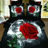 Home Use Latest Soft Reactive Printed 3D Red Rose Cotton Comforter Set , Quilt Cover Set , Bedding Set