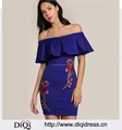 Women Sexy Off-Shoulder Party Dresses Embroidered Applique Elegant Bodycon Mini Dress