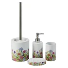 BX 2019 latest design 4 pcs ceramic bathroom set with gorgeous flower decal